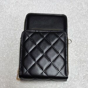 Source Unknown Black Quilted Crossbody 2 Compartment Bag  office